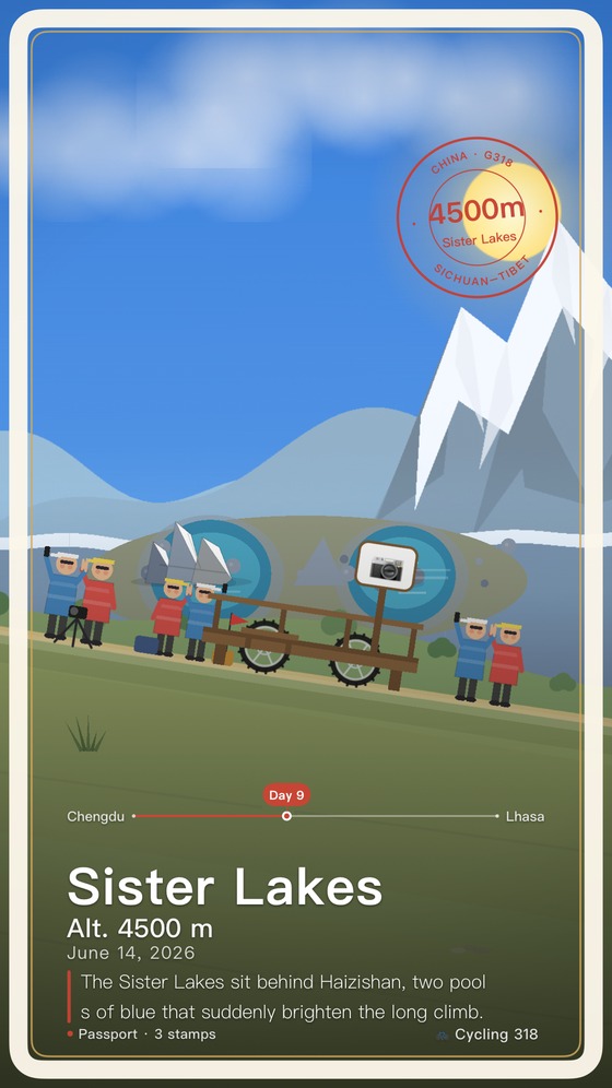A Cycling 318 postcard from the Sister Lakes